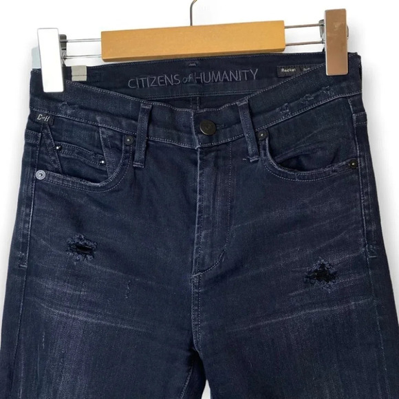 Citizens of Humanity Rocket High Rise Skinny Black Distressed  Jeans 25 - Picture 5 of 14